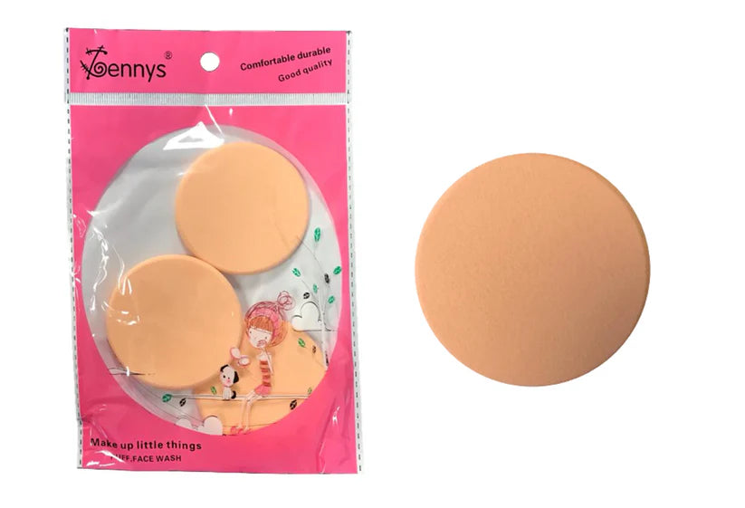 Make-Up Cleansing Sponge Pads (Pack of 3) – 5.4 cm, Soft Cosmetic Puffs