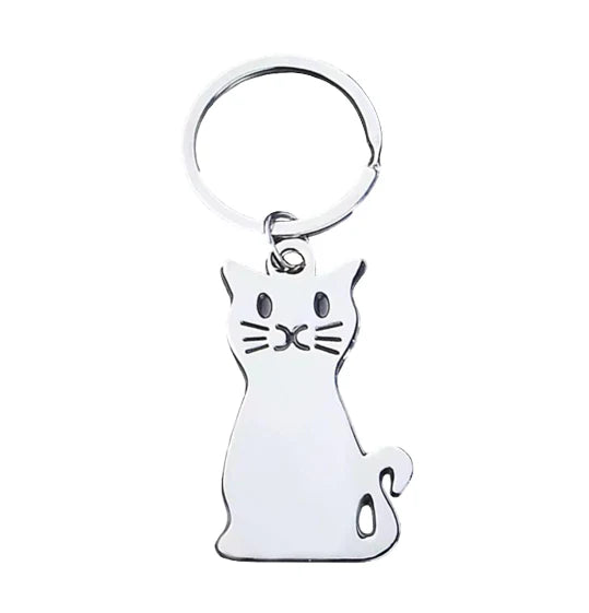Metal Cat Keychain 8.9 cm – Cute Pet Outline Keyring