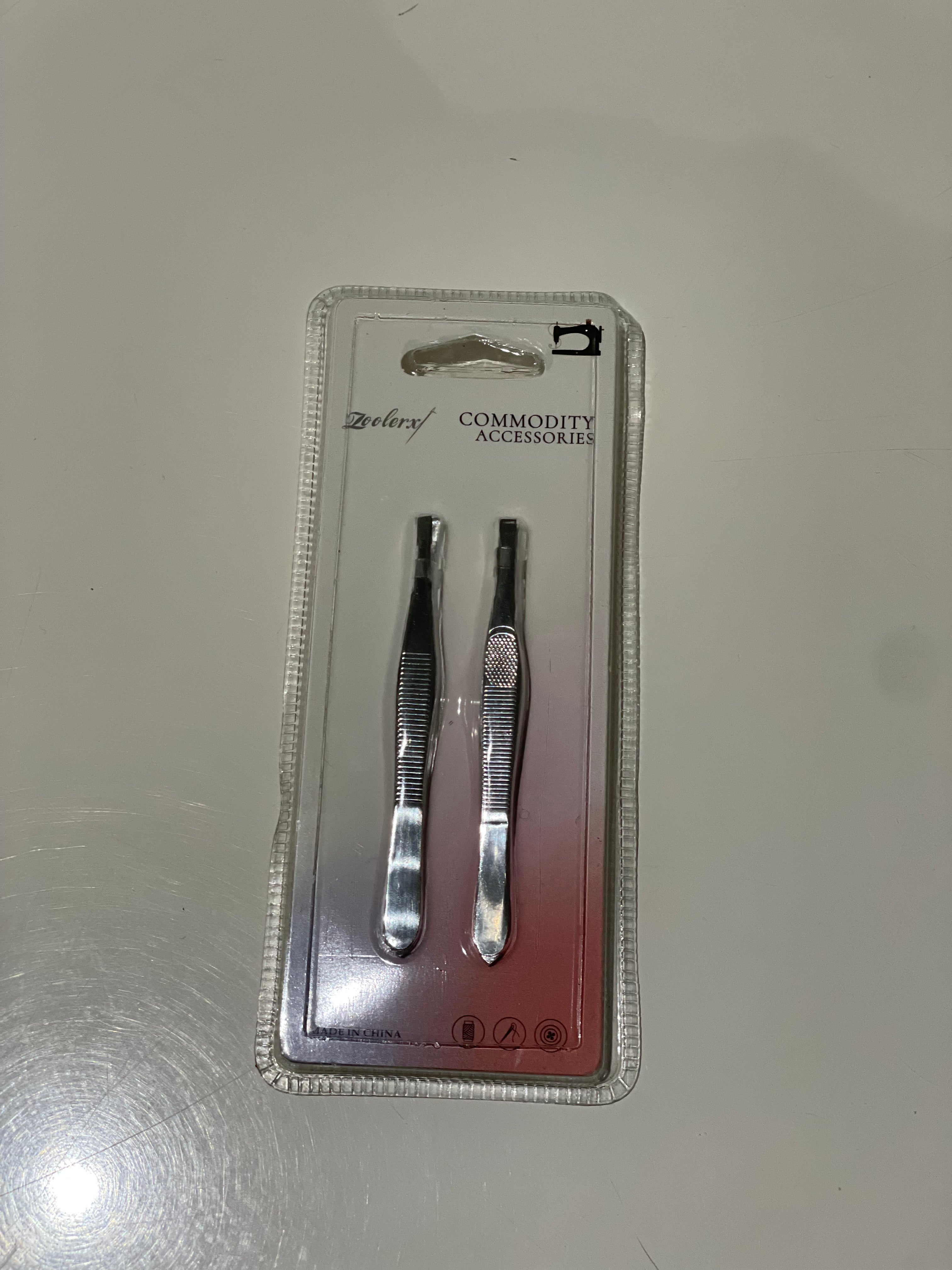 Stainless Steel Tweezers Set (2 Pack) – Slant Tip Eyebrow Pluckers