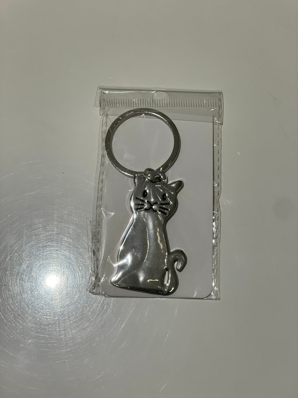 Metal Cat Keychain 8.9 cm – Cute Pet Outline Keyring
