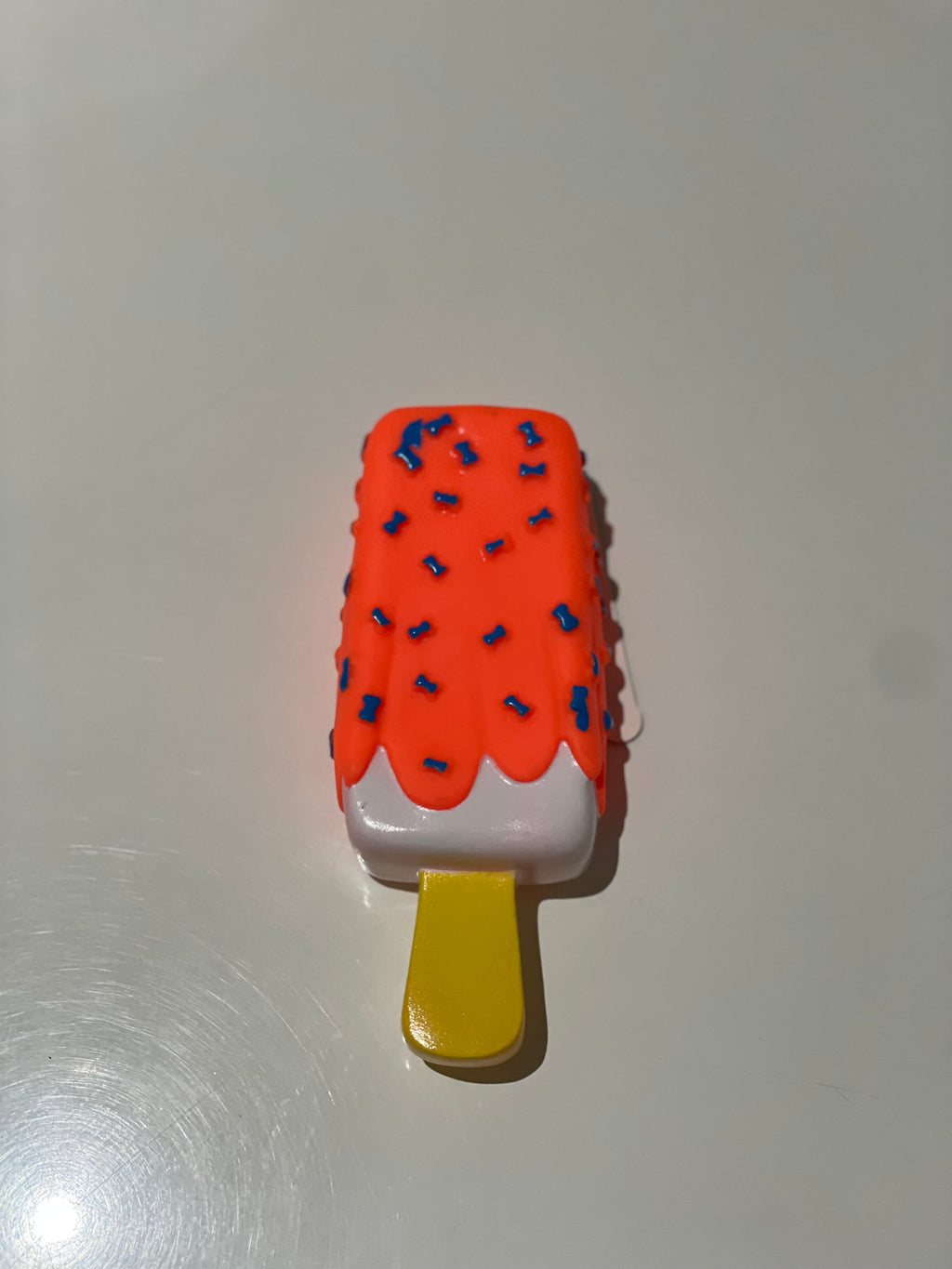 Squeaky Ice Cream Popsicle Dog Toy 15 cm – Bone Print, Assorted Colours, Soft Chew